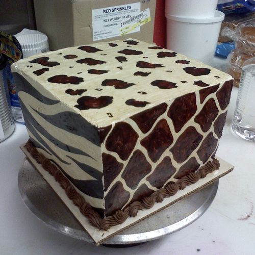 This is a 4 layer chocolate cake the outside of it