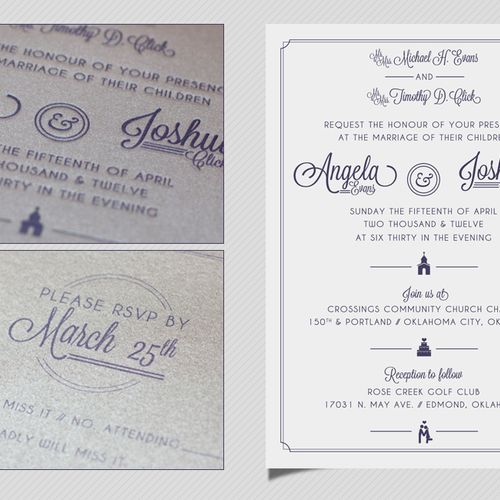 Letterpressed wedding invitations.