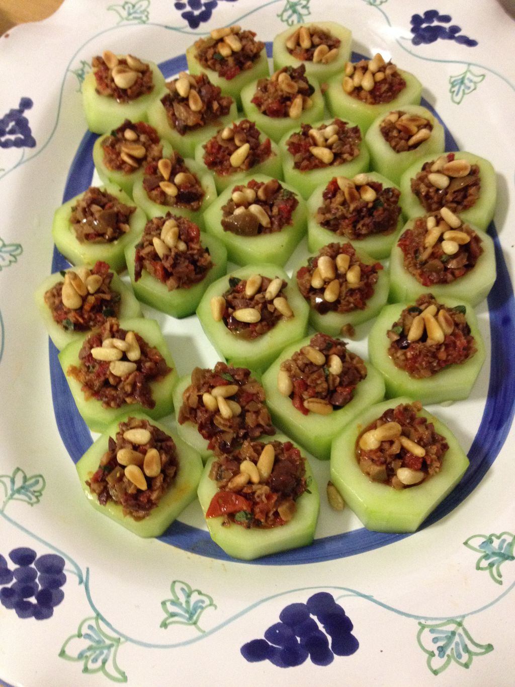 Cool Cucumber Cups with Sun Dried Tomato and Olive