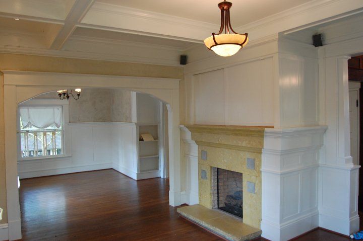 Plaster fireplace surround and media center