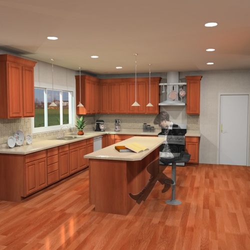 A contemporary kitchen adds value to a home. A 3D 