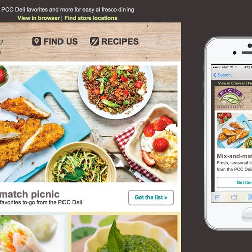 Responsive enewsletter campaign featuring recipes 