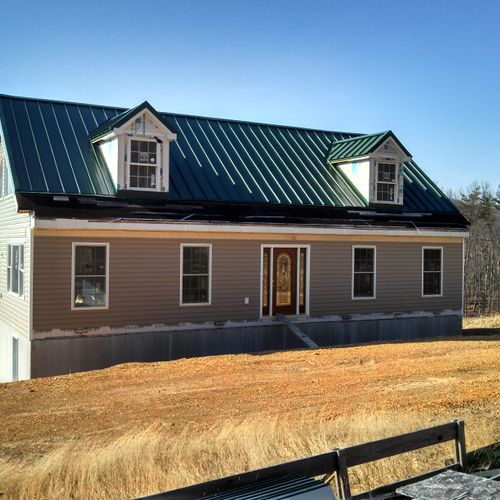 New construction standing seam roof. 