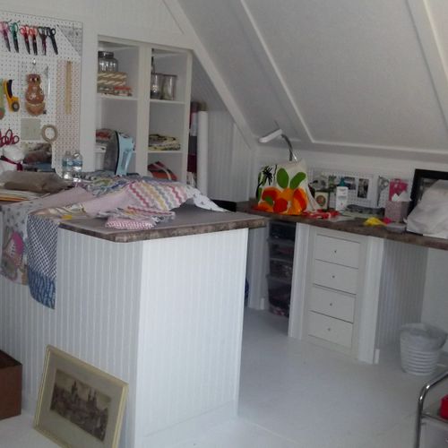 Created sewing room from attic space