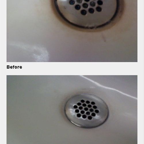 Tub drain before and after picture