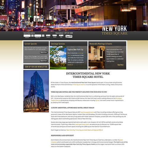 Website designed for Tishman Hotel Corporation's I