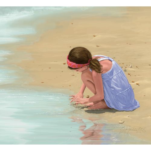 "Searching for Shells" - digital painting for the 