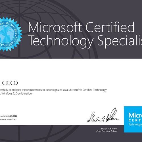 Microsoft Certified Technology Specialist Certific