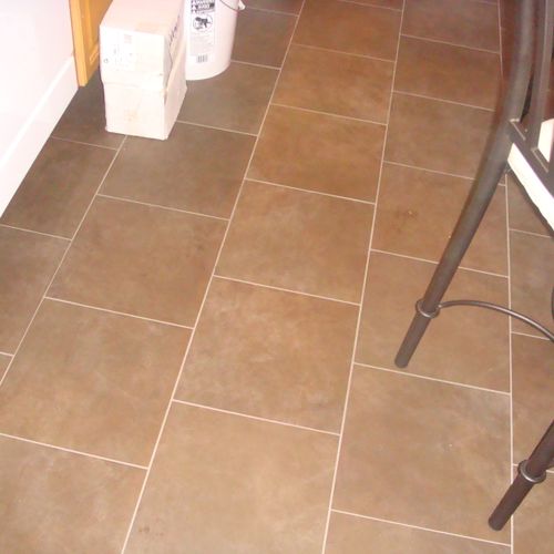 kitchen tile floor on a Half Bond Pattern(Brick Pa