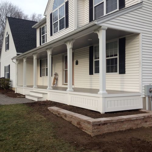 Newly remodeled porch and retaining wall.