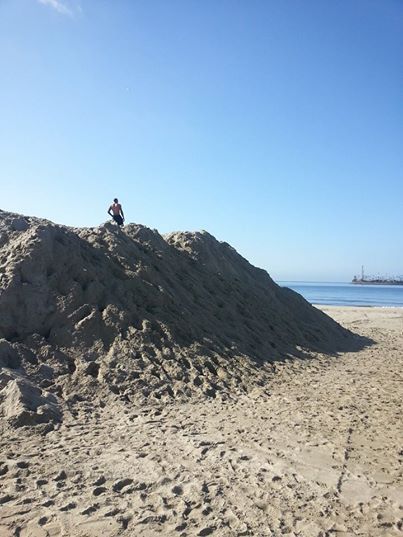 Beach Workout utilizing a sand hill.  Whew great c