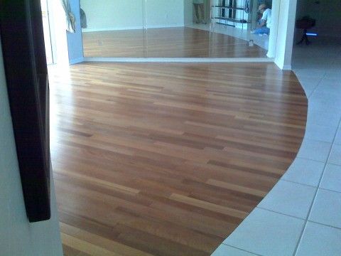 Custom Glue Down Wood to Tile Floor  on a Curve