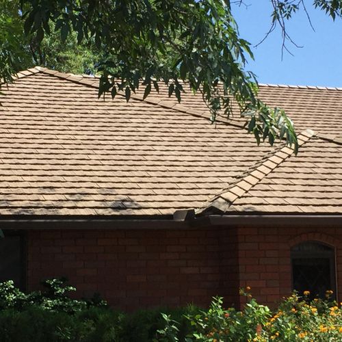 Shake roof after replaced with Lightweight Concrete tile with lifetime, transferable, no-leak warranty