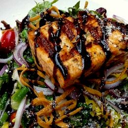 Grilled Salmon Salad with Haricot Verts and Crispy