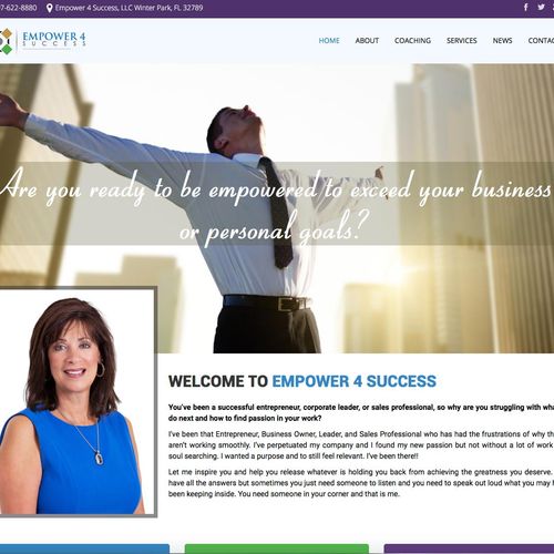 Empower 4 Success Coach - Custom wordpress website