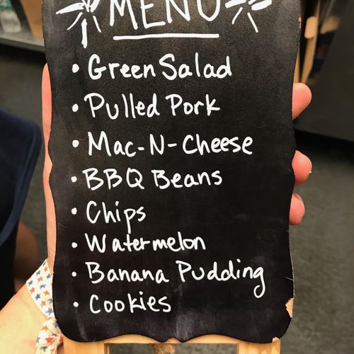 Menu for a 4th of July party