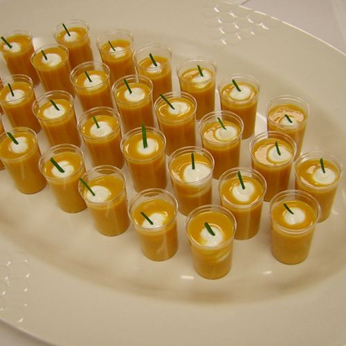 Sweet potato shooters with creme fraiche