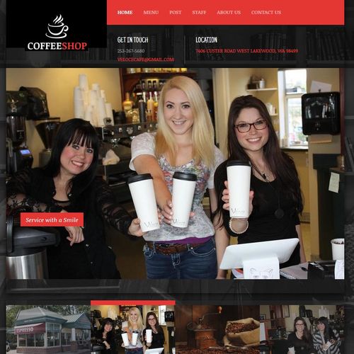 Website designed for coffee shop