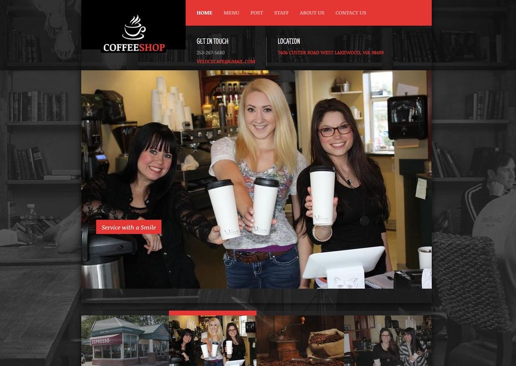 Website designed for coffee shop