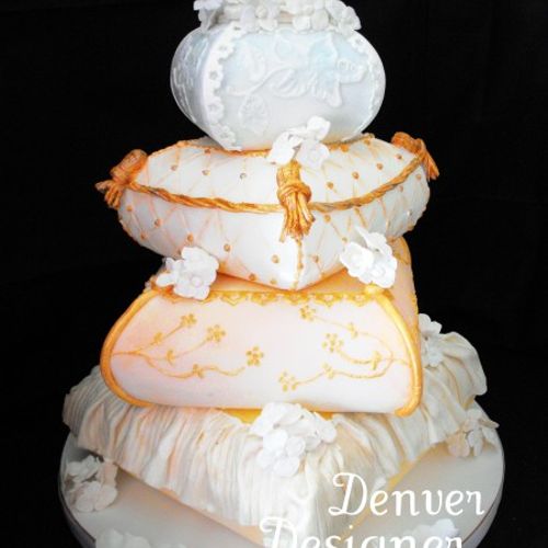 4 Tier Rustic Sculpted Pillows-Wedding Cake