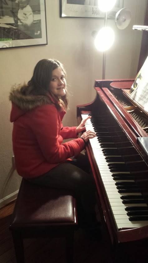 Hannah preparing a solo on piano.