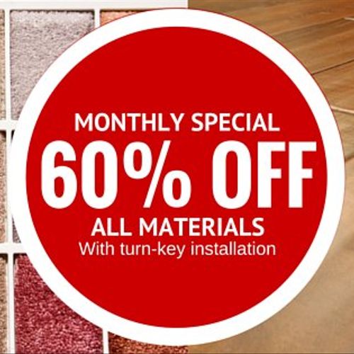 60% off materials this month