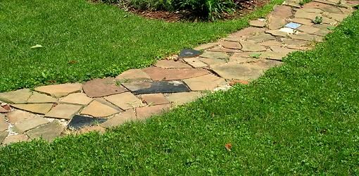 Flagstone path and sod