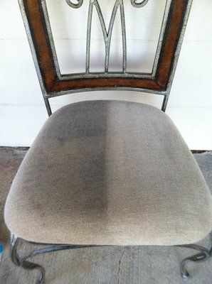 Dirty chair (left side) and clean side of chair af