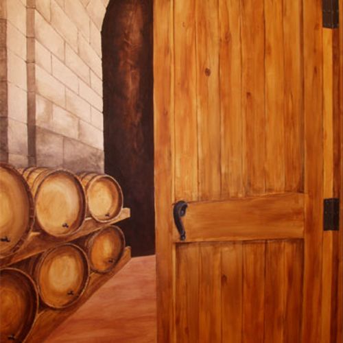 Trompe l'oeil of a wine room