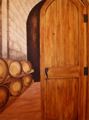 Trompe l'oeil of a wine room