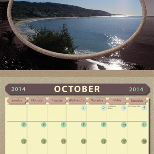 Page from a 2014 calendar design including origina