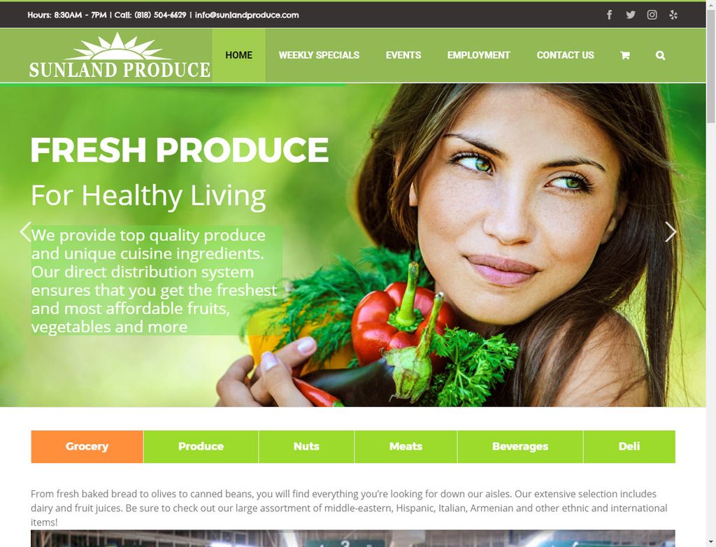 Grocery Store website for Sunland Produce.  Weekly
