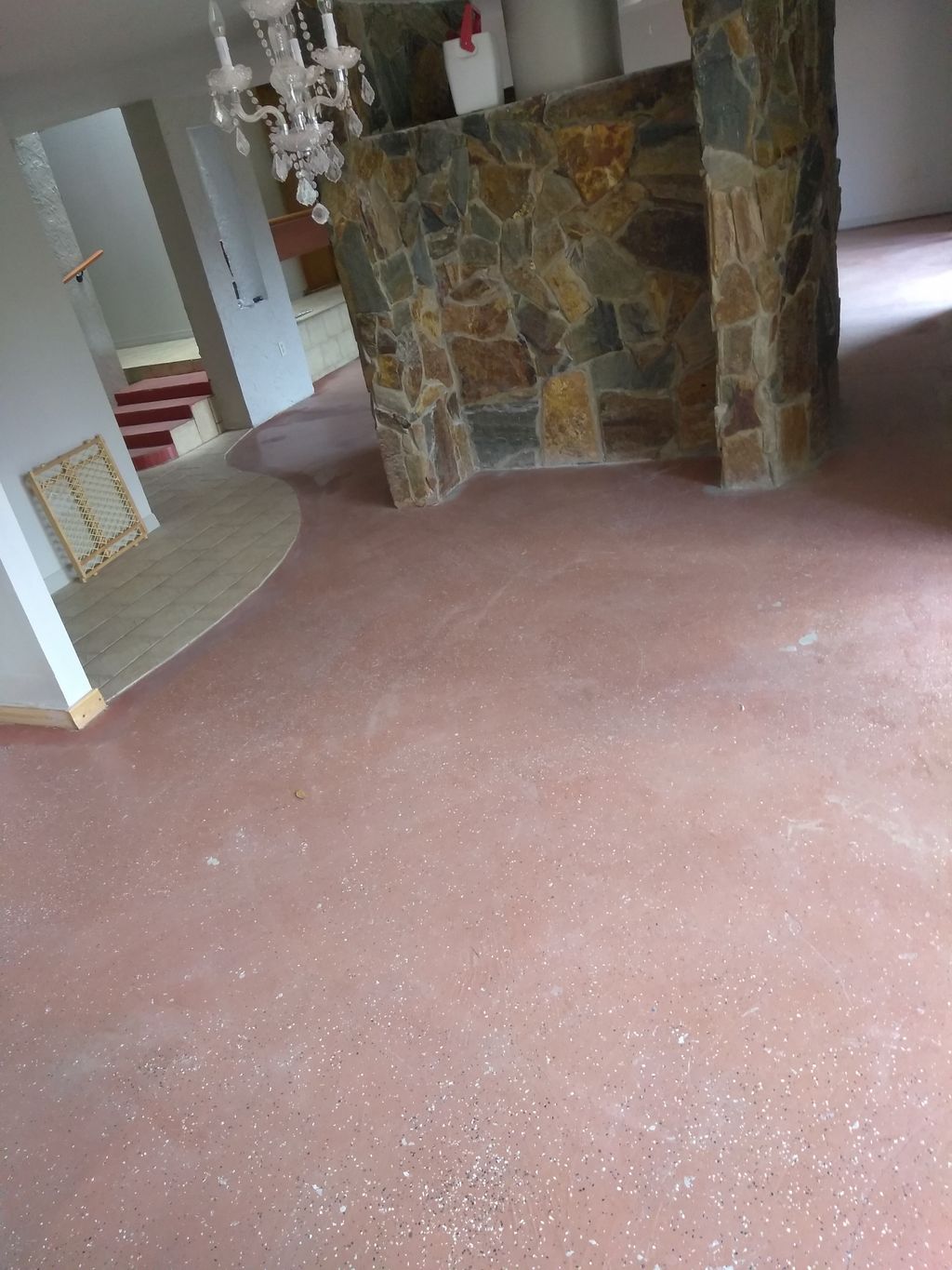 Travertine Ceramic custom cut around fireplace and