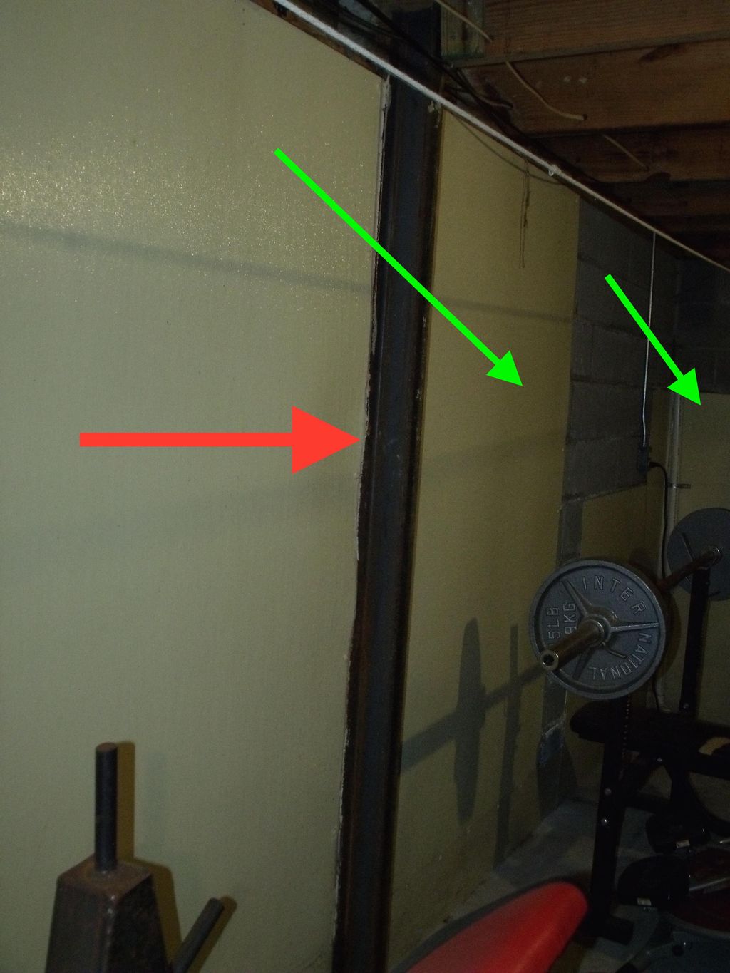 Existing foundation support (green)
Existing basem