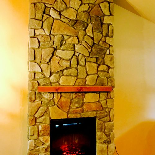Stone fireplace in Broomfield, CO.