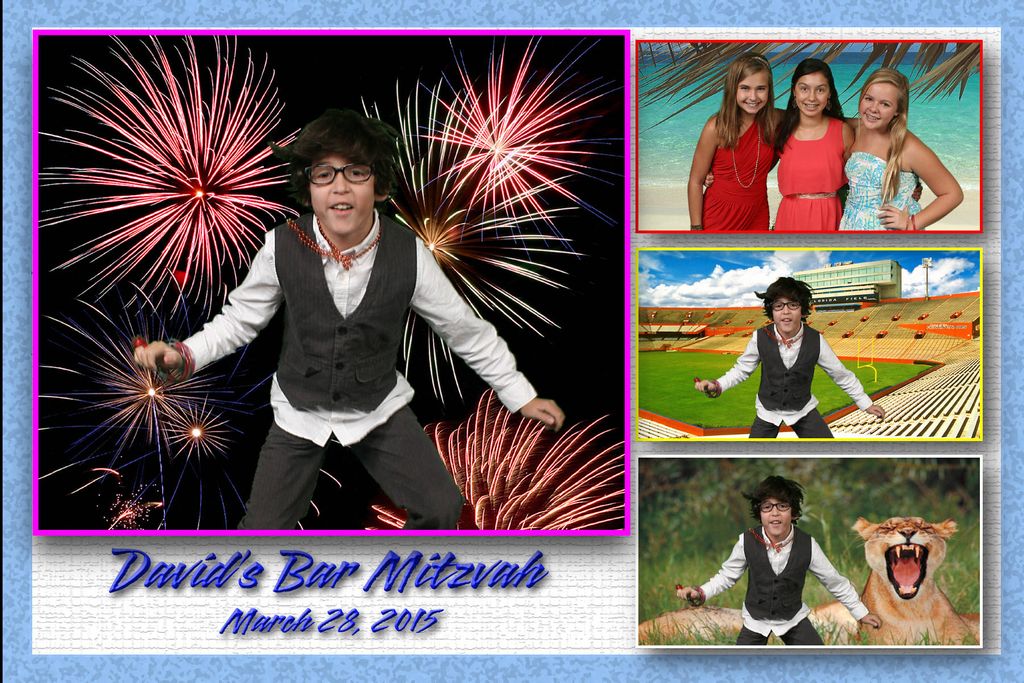 Bar Mitzvah using 4 different pictures all on 1 pr