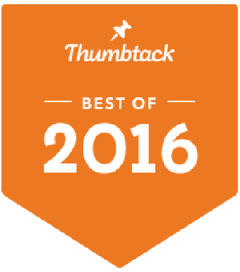 A 2016 award I received from Thumbtack for my serv