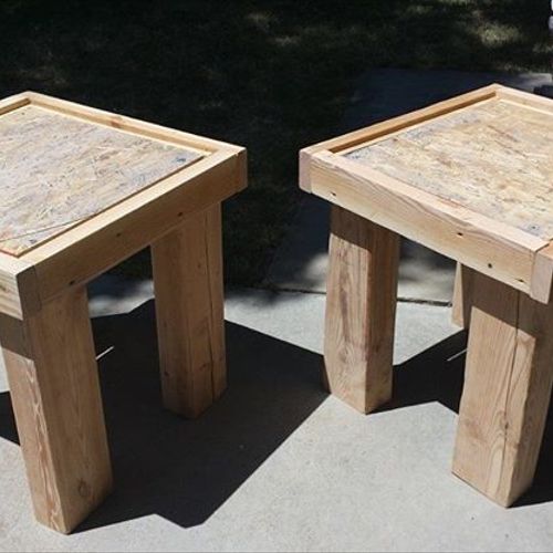 Two end tables made with 4 x 6 legs 2 feet tall