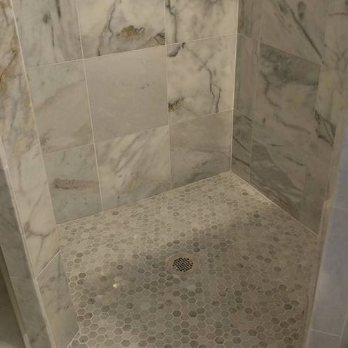 Master shower in a tiny space
