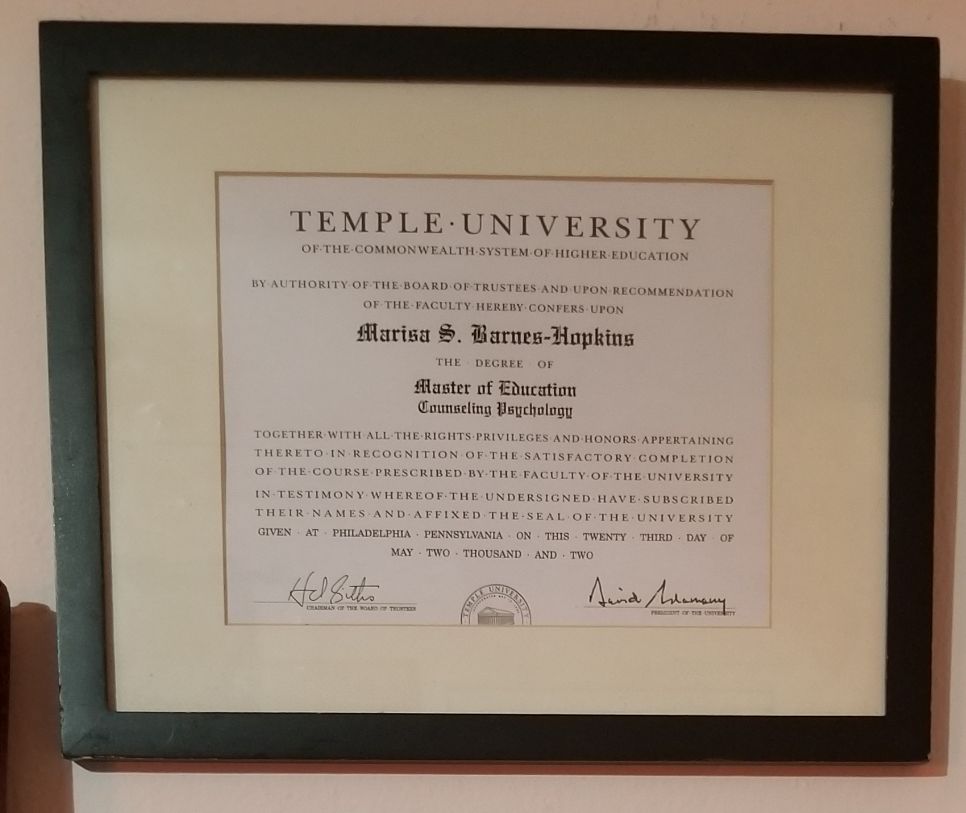 Master's in Counseling Psychology 2002