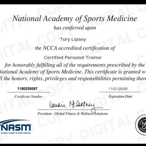 NASM Certified Personal Trainer 