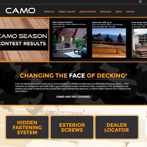 Product Micro-Site CAMO Fasteners - Web Design, Vi