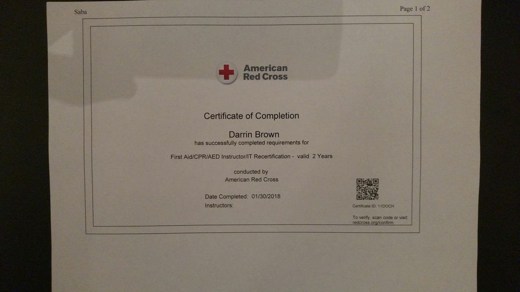 CPR/First Aid Trainer Certificate