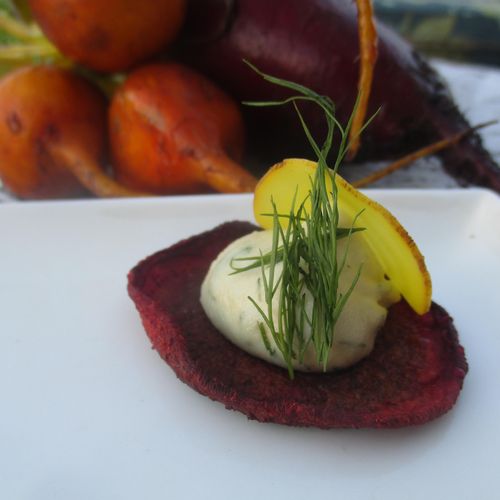A study of Beets; pickled and baked with almond go