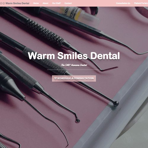 The Warm Smiles Dental website uses a Bootstrap fr