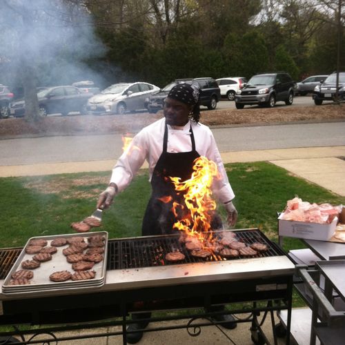 Chef Ernie is on fire!  Not literallybut he knows