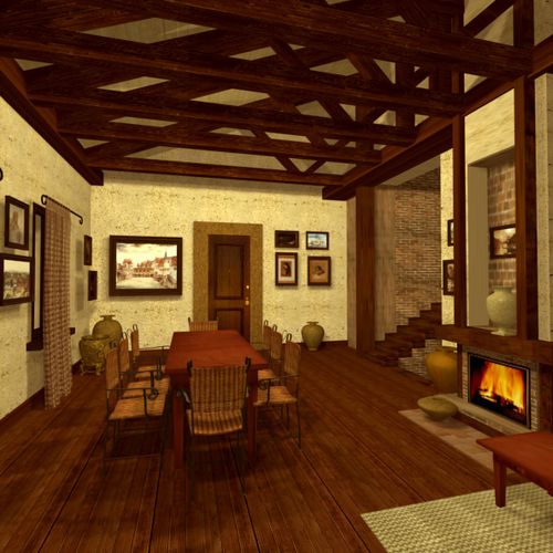 Concept of cabin: living room
