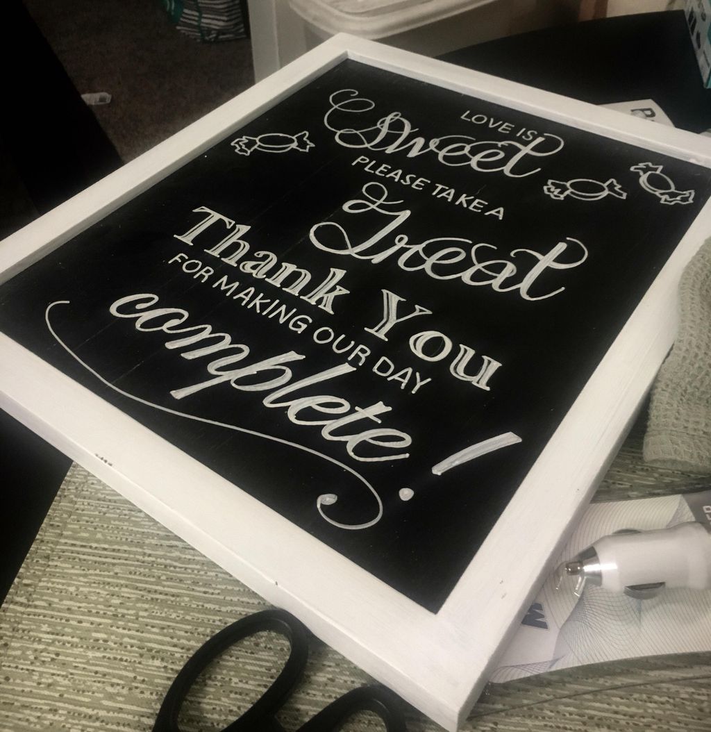 Hand painted party favor chalk sign