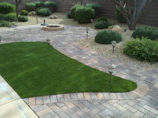 Pavers, Firepit, "Pet Turf", Lighting System, Land