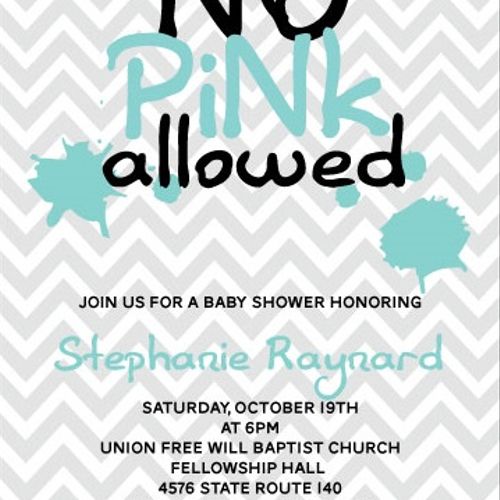 No Pink Allowed baby Shower Invitation